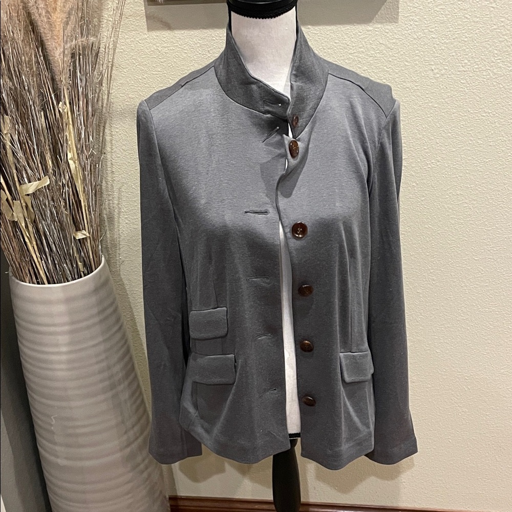 Sundance Park Single Breasted Knit Blazer Heather Gray Size Medium - Picture 4 of 13